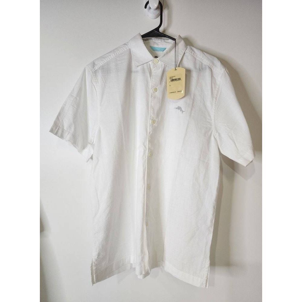 Tommy Bahama 100% cotton NWT New white button up / down short-sleeve shirt